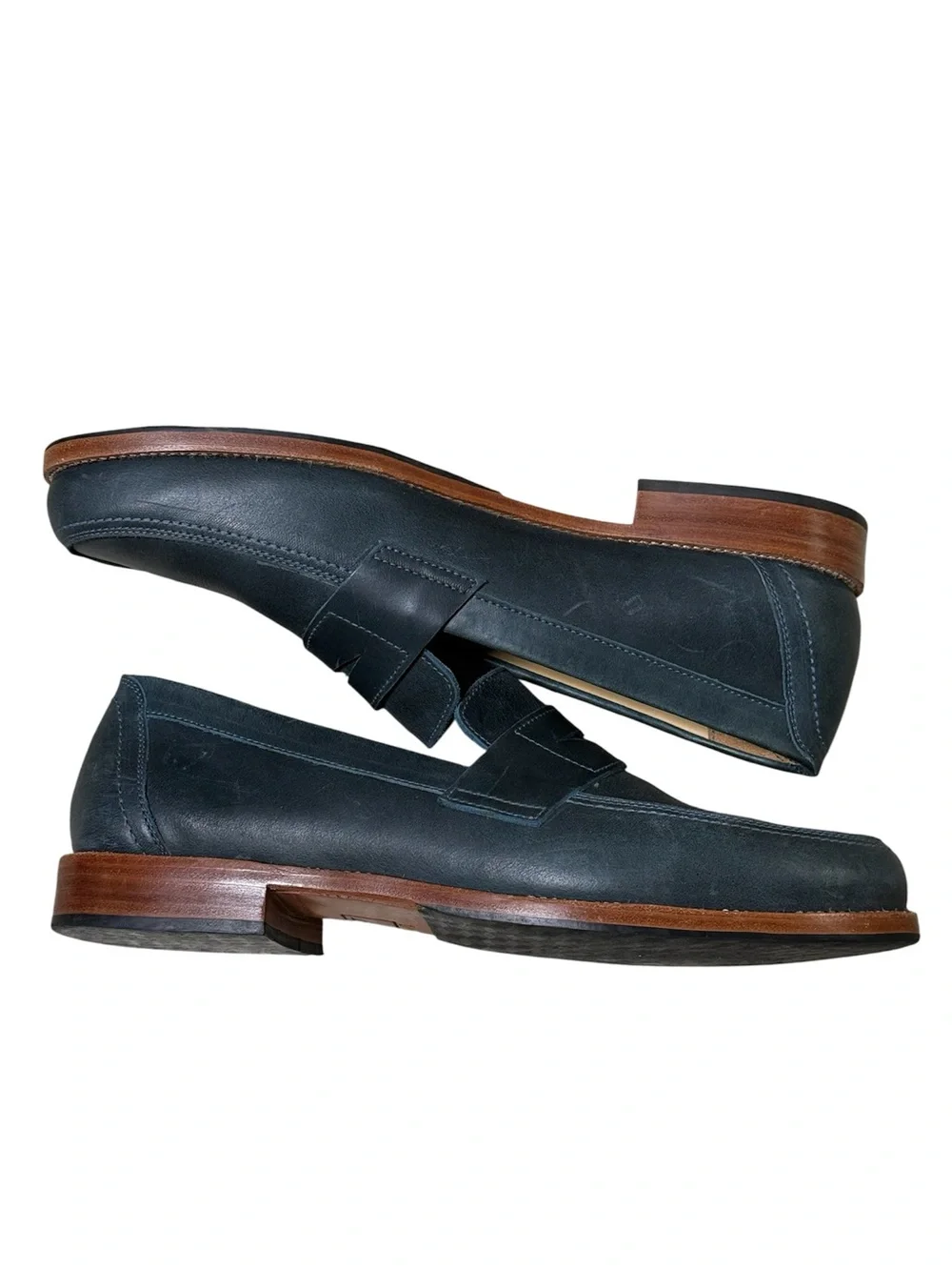 Adelante The Luca Penny Loafer in Denim Blue Leather